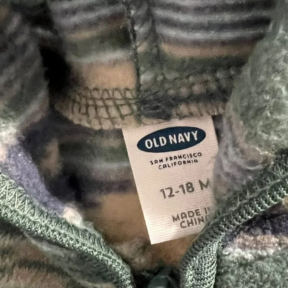 Old Navy 12-18m Green Aztec Print Fleece Hoodie